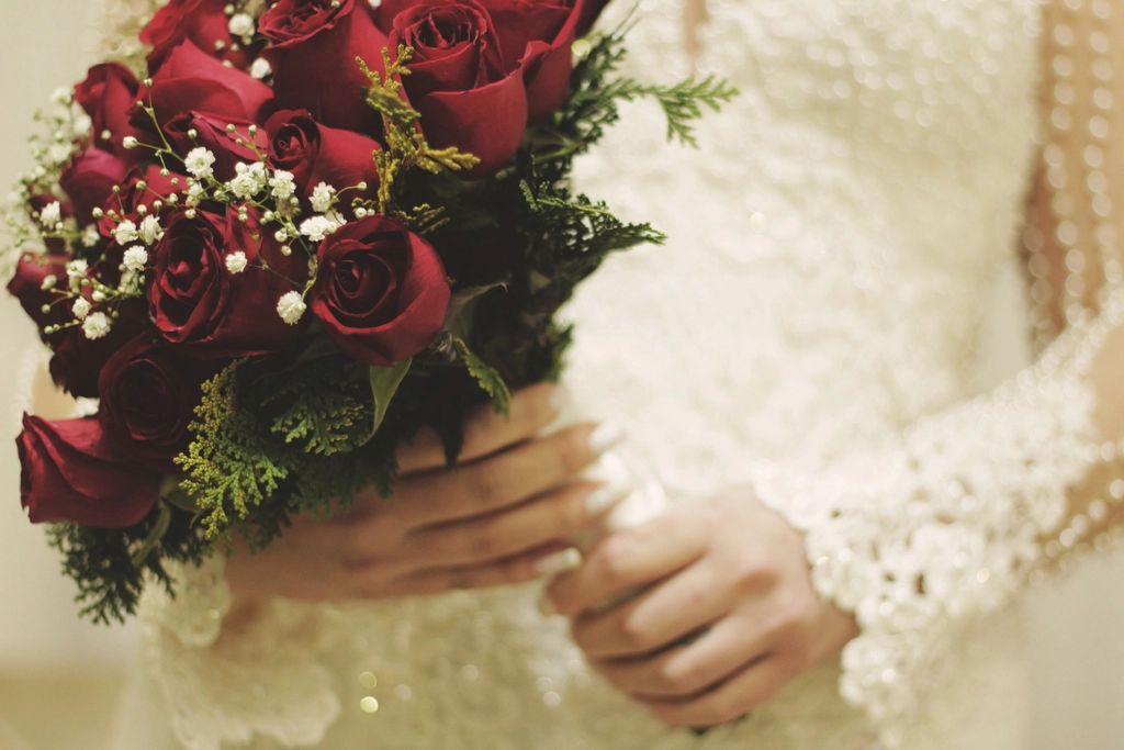 A table laid for a wedding reception